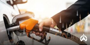 Operational vehicle fuel filling process with cost reduction graph for company fleet fuel efficiency.