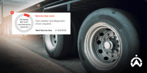 Ban truk dengan notifikasi servis digital untuk efisiensi fleet management system.