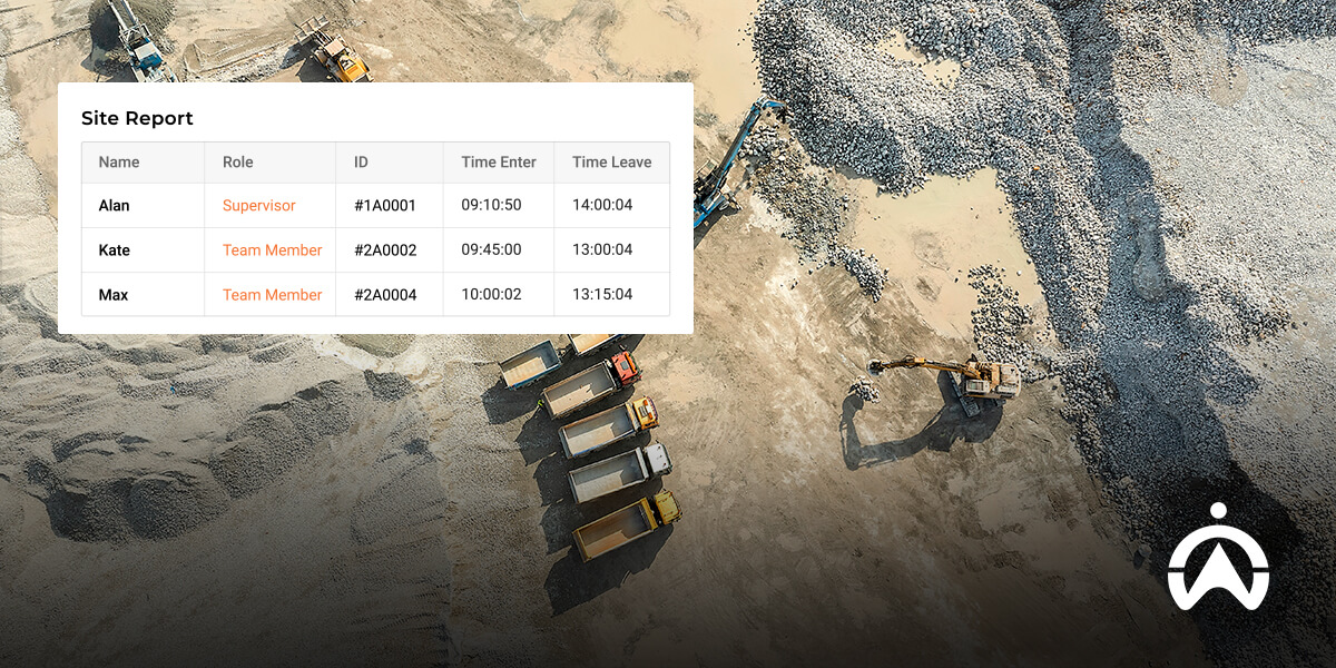 Pemandangan dari atas situs konstruksi dengan truk dan ekskavator yang membutuhkan maintenance alat berat secara berkala.